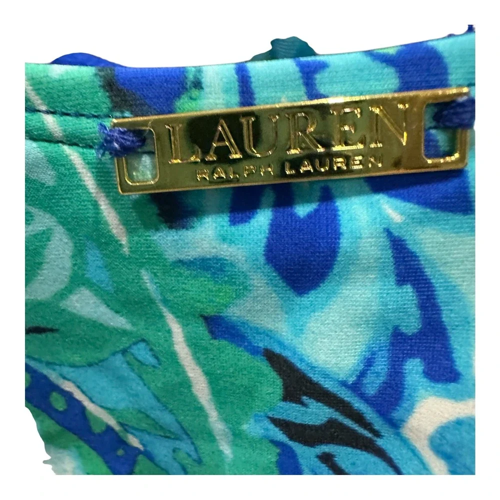 Lauren Ralph Lauren Blue Green Tropical Paisley Ruffle One Piece Swimsuit 12